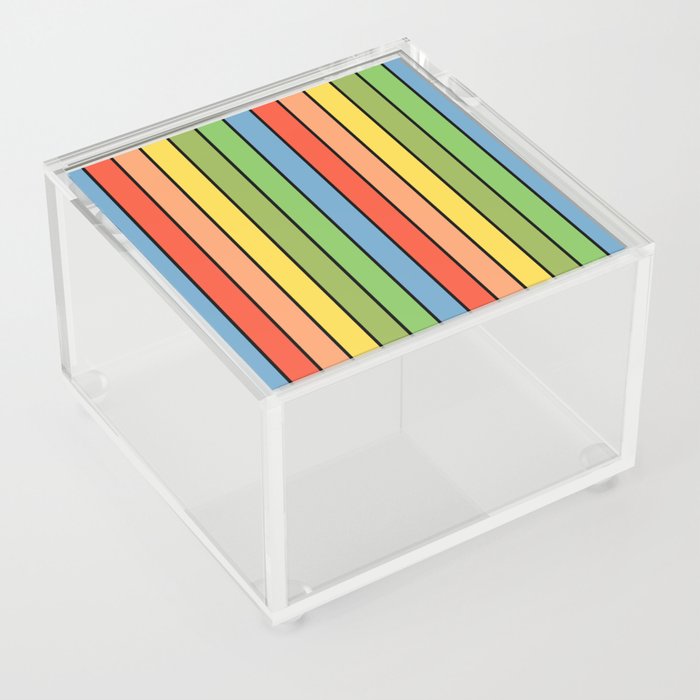 Bold Colorful Retro Abstract Striped Pattern Acrylic Box