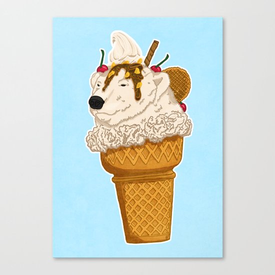 Polar Bear Ice Cream Canvas Print