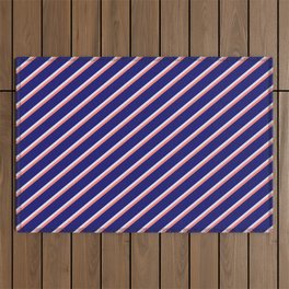 [ Thumbnail: Lavender, Salmon & Midnight Blue Colored Lines/Stripes Pattern Outdoor Rug ]