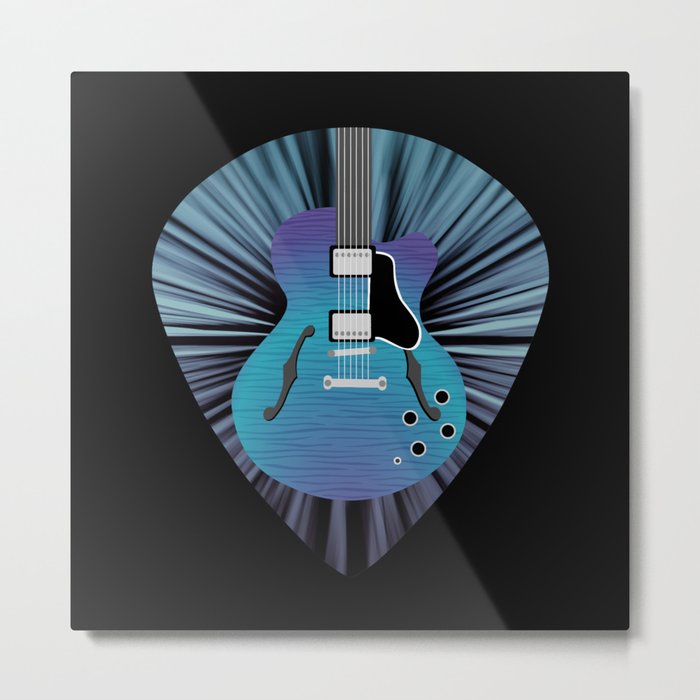 Blue Burst Electric Guitar Metal Print