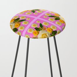  PINK PATTERN YELLOW ROSE ABSTRACT ART Counter Stool