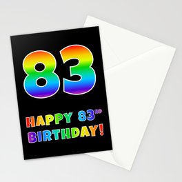 [ Thumbnail: HAPPY 83RD BIRTHDAY - Multicolored Rainbow Spectrum Gradient Stationery Cards ]