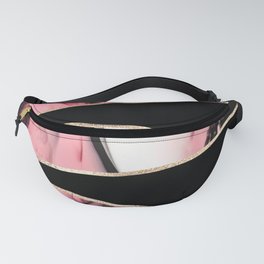 Pink Painted Marble Black Geometric Triangles Fanny Pack