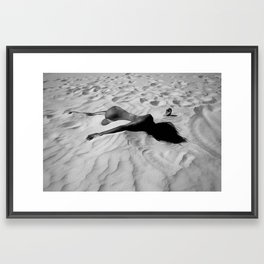 ‘All of Me’ reclining nude brunette female form black and white photograph / art photography  Framed Art Print