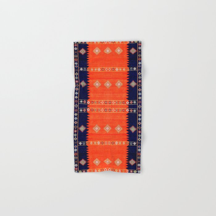 Orange Blue Oriental Traditional Bohemian Moroccan Handmade Fabric Style Hand & Bath Towel