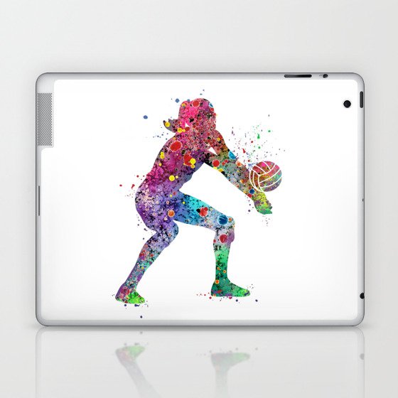 Volleyball Girl Watercolor Print Girls Room Decor Volleyball Poster Girl Volleyball Wall Art Laptop & iPad Skin