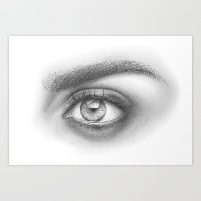Eye Art Sexy Girl Beauty Model Woman Face Graphite Drawing Pencil Black And White Art Kunstdrucke