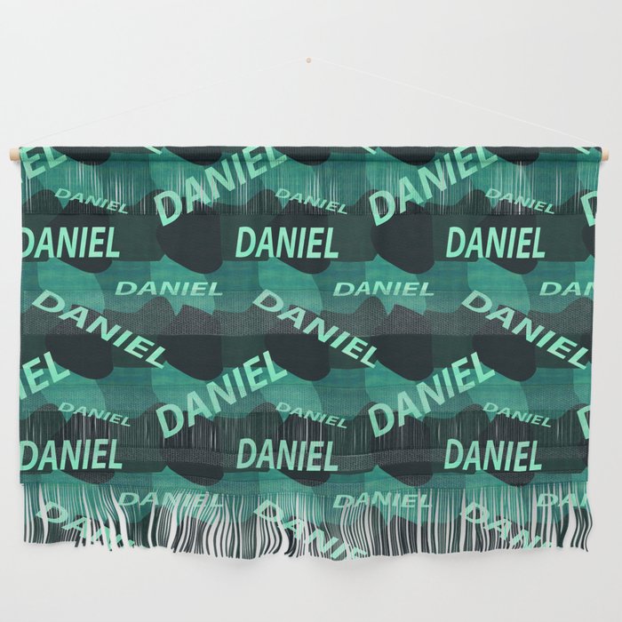  seamless pattern with the name Daniel in blue colors and watercolor texture Wall Hanging