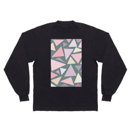 Geometrical pink gold coral ivory blue green triangles Long Sleeve T-shirt