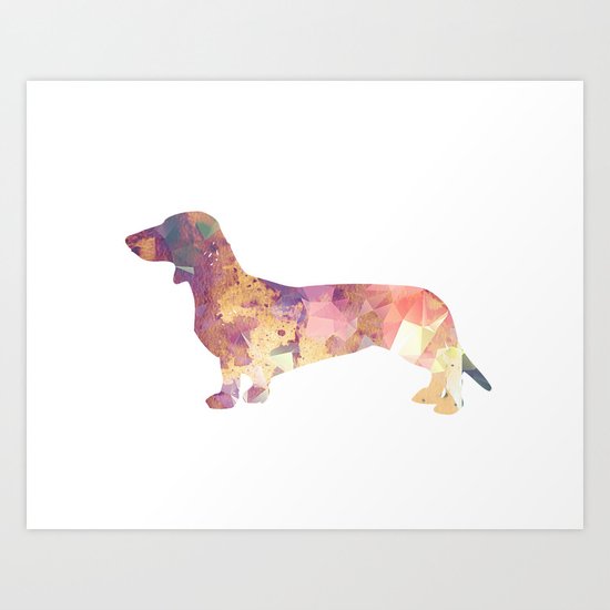 Dachshund hunt art print Art Print