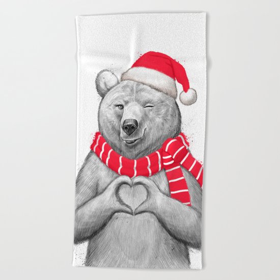 christmas bear #2 Beach Towel