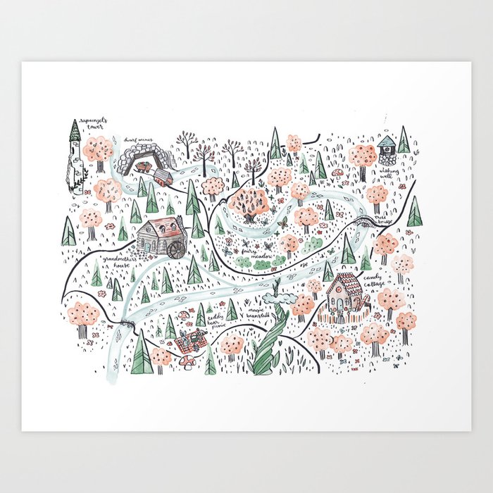 Enchanted Forest Map Art Print
