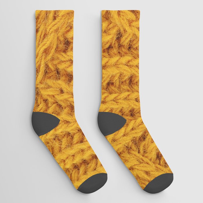 Brown yellow Knitted textile  Socks