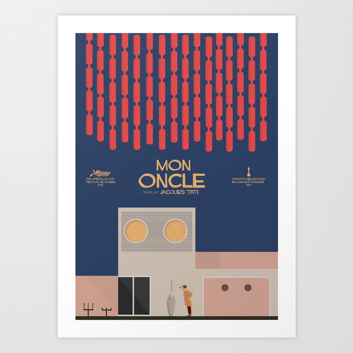 Mon Oncle - Jacques Tati Movie Poster, classic French movie, old film, Cinéma français, fun, humor Art Print