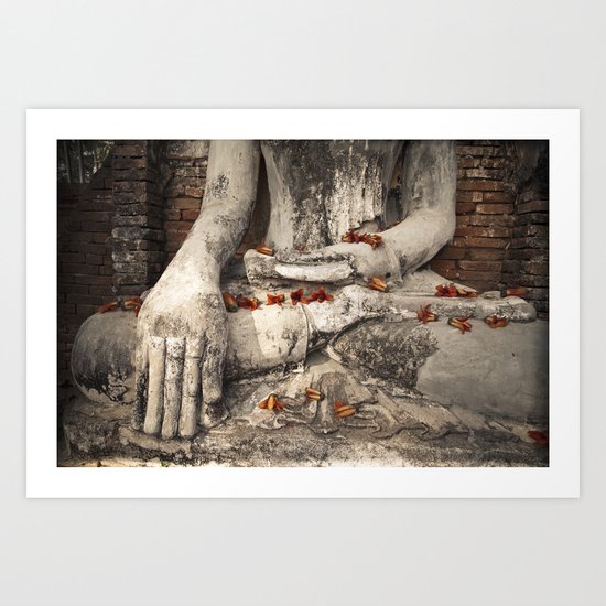 Buddha with flowers Art Print
