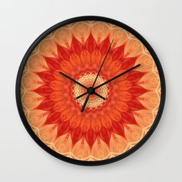 Mandala orange red Wall Clock