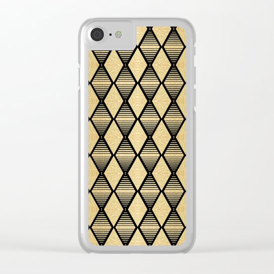 Black and Gold Geometric Pattern Clear iPhone Case