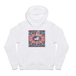 Beautiful square blanket in ethnic style with mandala flower,funny elephant and paisley border in. Indian,thai motives. Ethnic style.  Hoody