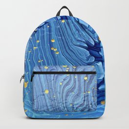 Blue and Blue Aqua with Gold Orbs Backpack