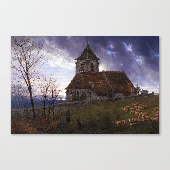  Église de Chelles Le Soir - Edwin Deakin Canvas Print