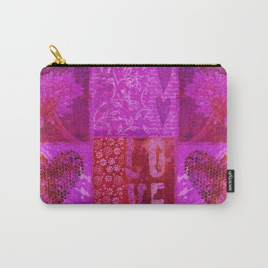 Pink heart flower love painting Carry-All Pouch