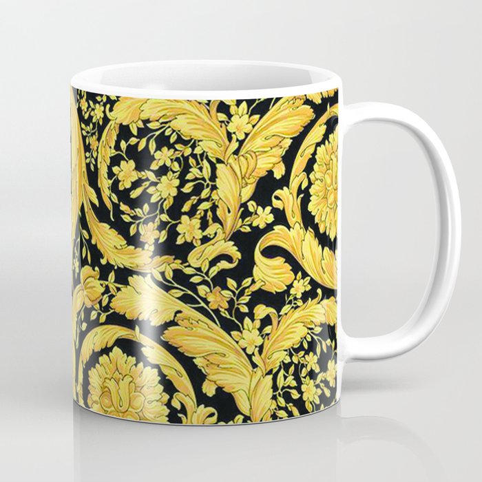 Black Gold Leaf Swirl Coffee Mug