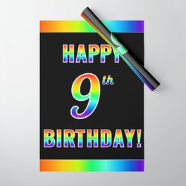 [ Thumbnail: Fun, Colorful, Rainbow Spectrum “HAPPY 9th BIRTHDAY!” Wrapping Paper ]
