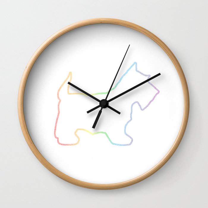 Rainbow Scottish Terrier Wall Clock