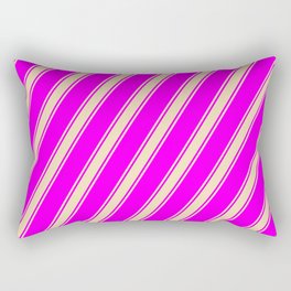 [ Thumbnail: Fuchsia and Tan Colored Lined Pattern Rectangular Pillow ]