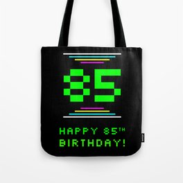 [ Thumbnail: 85th Birthday - Nerdy Geeky Pixelated 8-Bit Computing Graphics Inspired Look Tote Bag ]