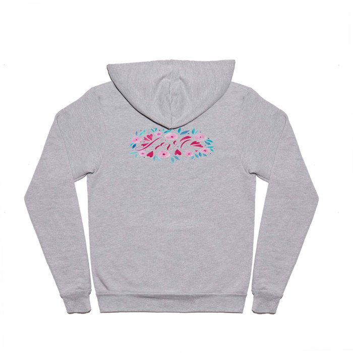 Love and flowers - pink and turquoise Hoody