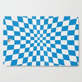 Blue Op Art Check or Checked Background. Cutting Board
