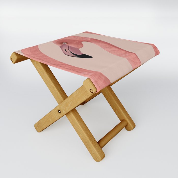 Pink flamingo long loop neck abstract Folding Stool