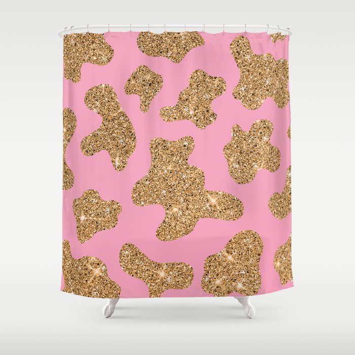 cowhide print (faux) in pastel pink and gold (viii 2021) Shower Curtain