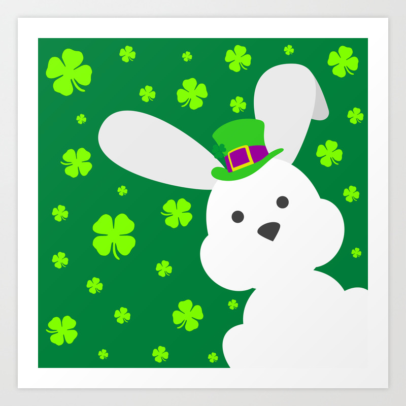 St Patrick S Day Bunny Abstract Animals Nature Flowers Happy Irish Patricks Art Print By Absentisdesigns Society6
