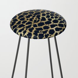 Exotic Cheetah Prints in Navy and Gold Counter Stool