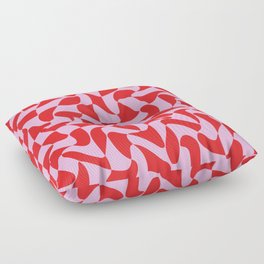 Wavy Warped Red & Pink Checkerboard Floor Pillow