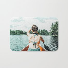 Row Your Own Boat | Woman Empowerment Confidence Painting | Positive Growth Mindset Boho Adventure  Bath Mat | Travel, Painting, Boat, River, Woman, Vacay, Digital, Water, Waves, Boating 