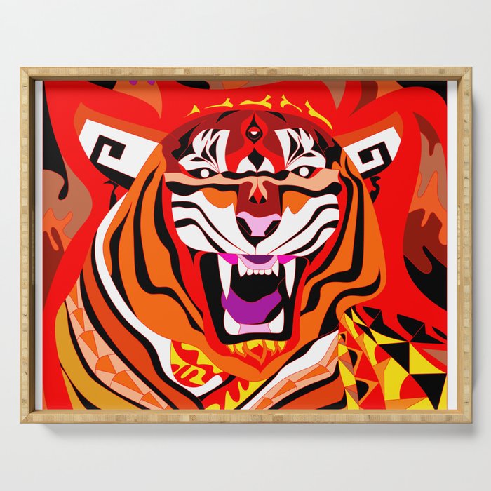 the bengal tiger, happy chinese new year, lunar year of the tiger  Serving Tray