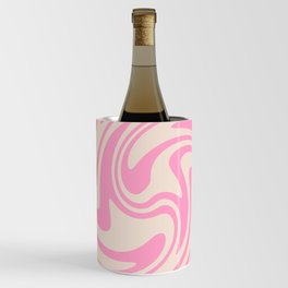 70s Retro Swirl Pink Color Abstract Wine Chiller