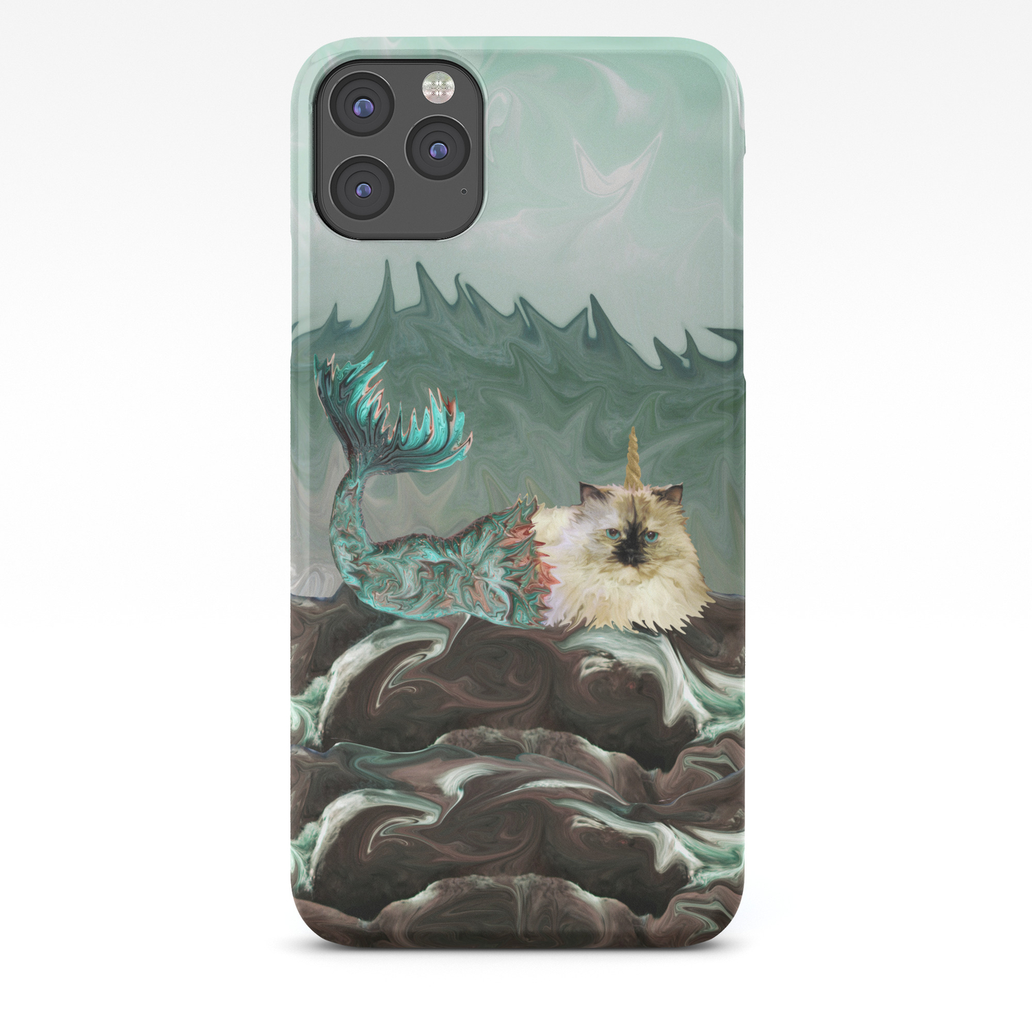 Behold The Mythical Merkitticorn Mermaid Kitty Cat Unicorn Iphone Case By Distortionart Society6