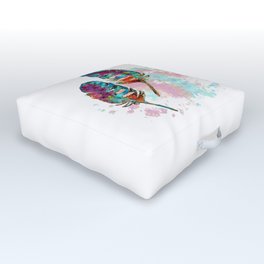 Two Souls - Colorful Feather Art by Sharon Cummings Outdoor Floor Cushion