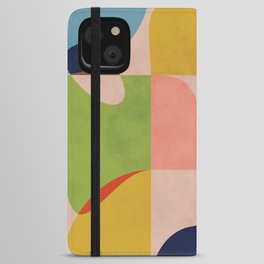 mid century abstract shapes spring I iPhone Wallet Case