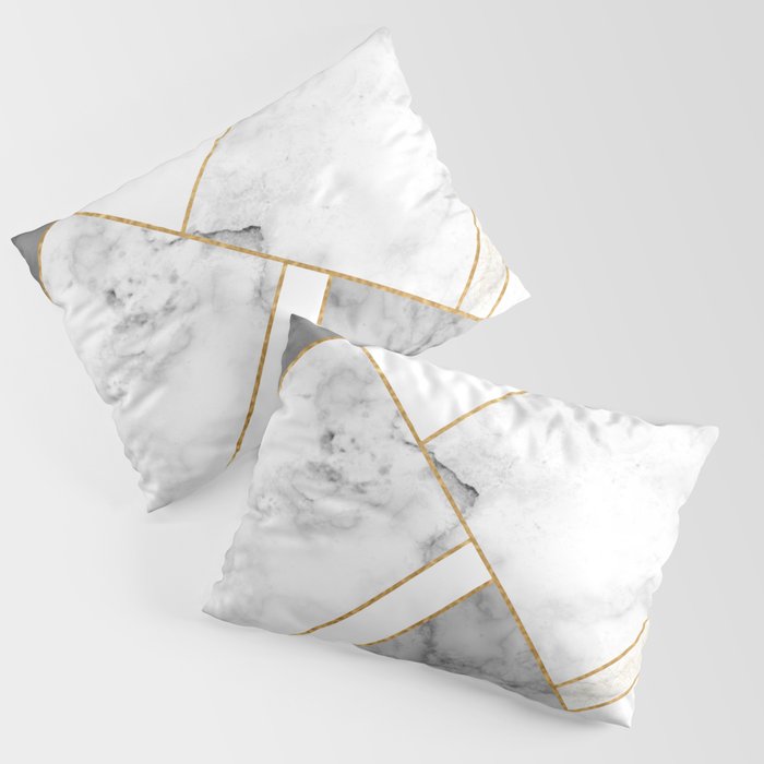 White, Grey and Gold Marble Pillow Sham