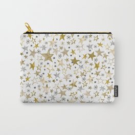 Winter Stars Gold Christmas Carry-All Pouch