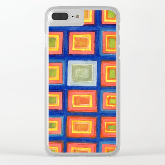 Square Pattern Beaming with Luminous Color Clear iPhone Case