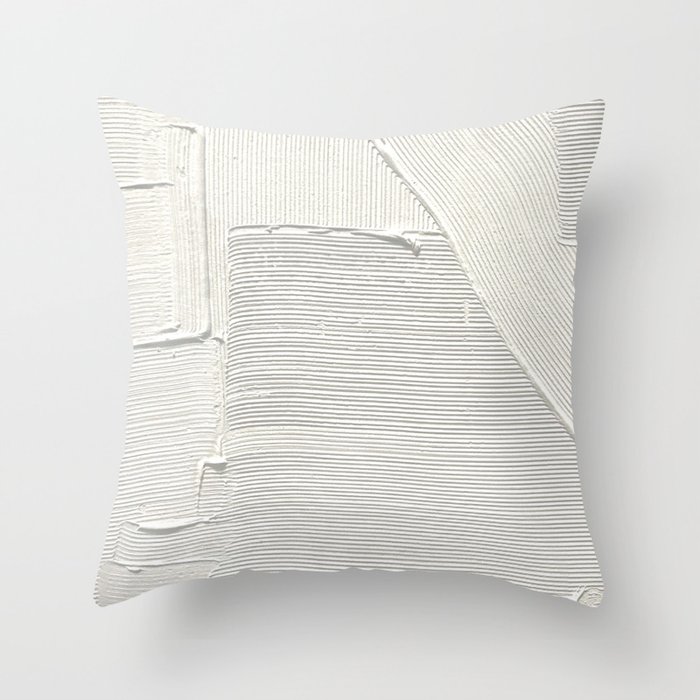 Relief [2]: an abstract, textured piece in white by Alyssa Hamilton Art Throw Pillow