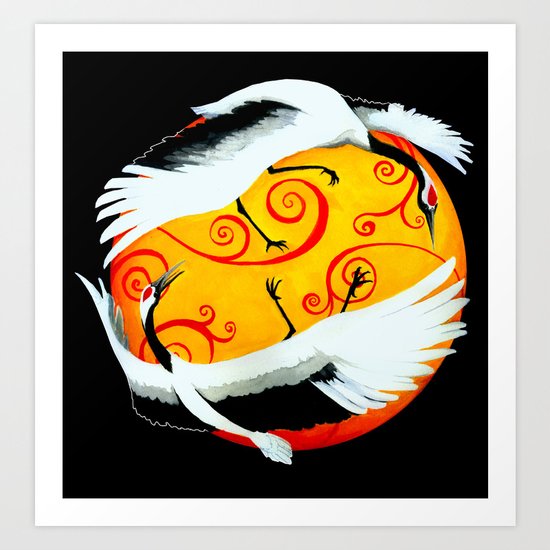 Japanese (Red-Crowned) Cranes Art Print
