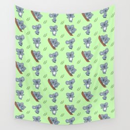  Cute Koala Pattern - Green Wall Tapestry