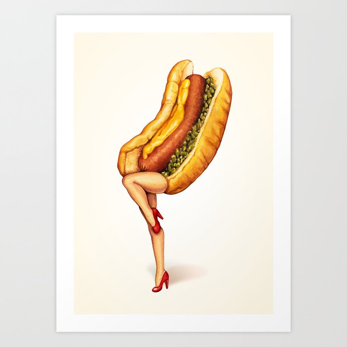 Hot Dog Girl Art Print